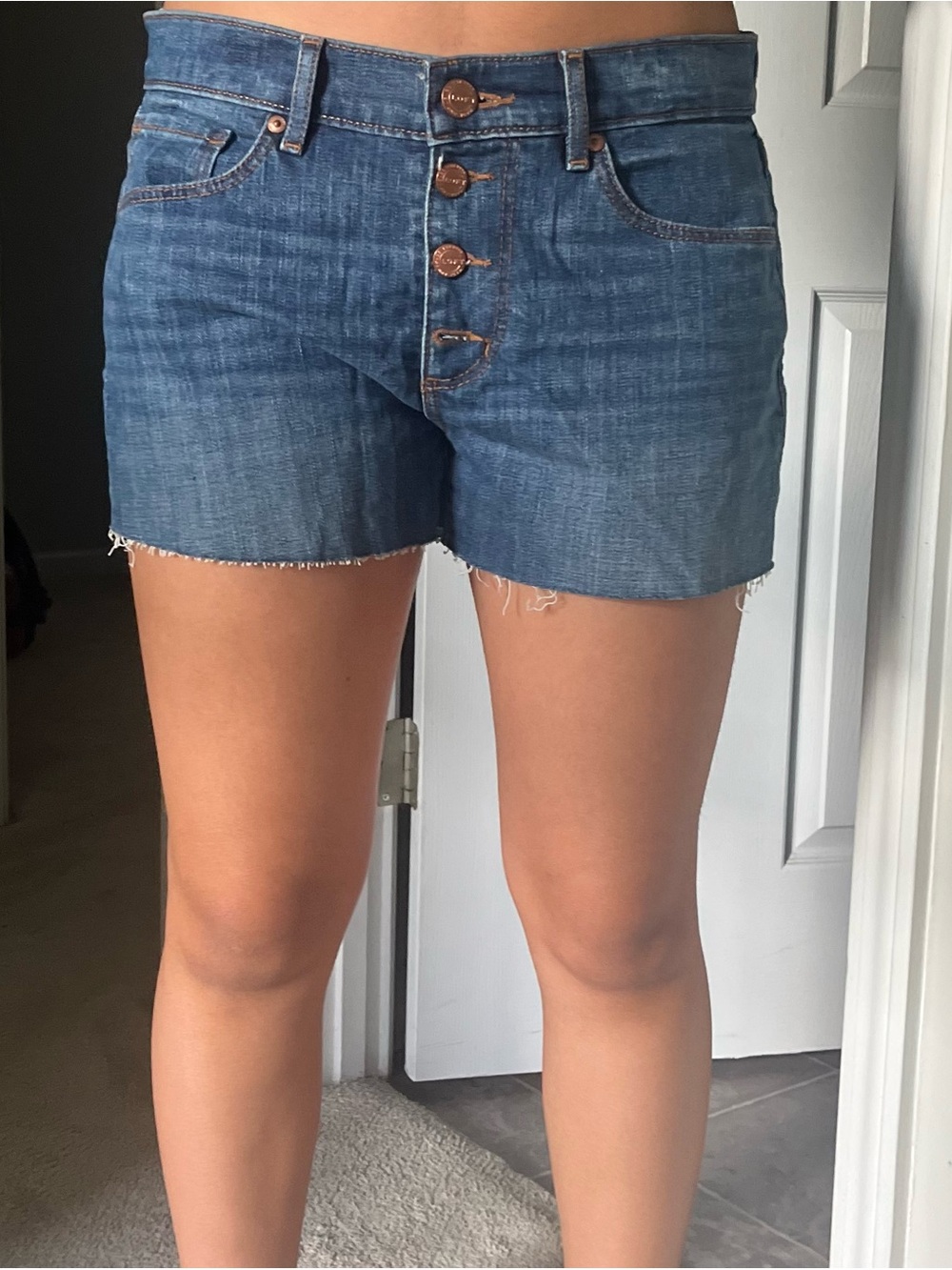 Loft Blue High-Rise Button-Front Denim Shorts size 6